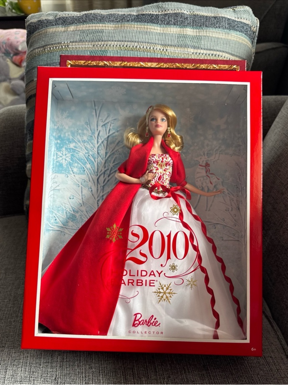 2010 Holiday Barbie in Red and White Gown. NIB